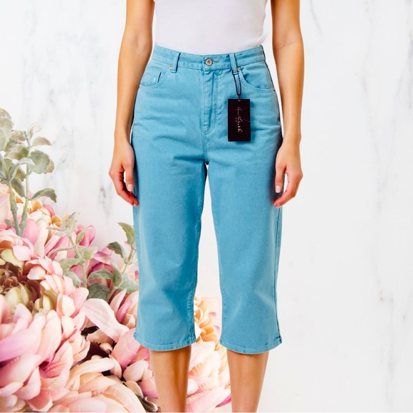 Gloria Vanderbilt Cropped Jeans Capri Turquoise Sz 12 - Picture 1 of 8